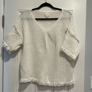 Lou & Grey white knit top size Small